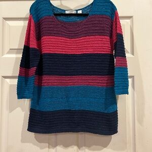 Passport Women's Striped Sweater - Teal, Pink, Navy